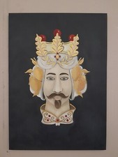 QUADRO TESTE DI MORO DIPINTO A MANO OLIO SU TELA SICILIAno varie misure + telaio