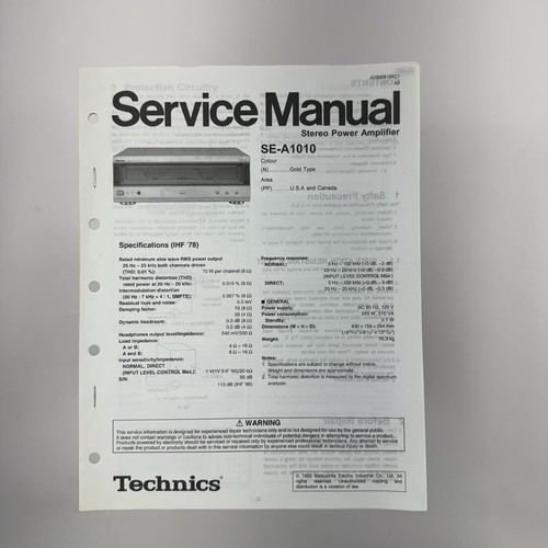 Technics manuale servizio - manuale, di