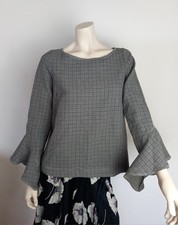 MAX&Co. by MAX MARA Camicia camicia 38/40 grigio quadri viscosa cotone maniche a 3/4