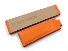 Cinturino Rolex Vera Pelle Arancione 20/16mm Artigianale Sportivo Chiusura Clasp