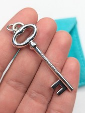 Ciondolo Tiffany & Co. grande chiave scheletro argento sterling 925 con sacchetto