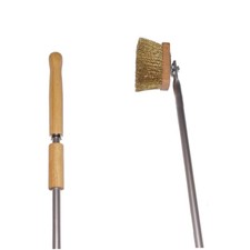 SPAZZOLA FORNO A LEGNA IN OTTONE 16x5cm PULIZIA FORNO PIZZA COMPLETA DI MANICO