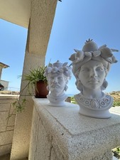 Coppia Testa Di Moro Siciliano (Altezza 40 Cm)