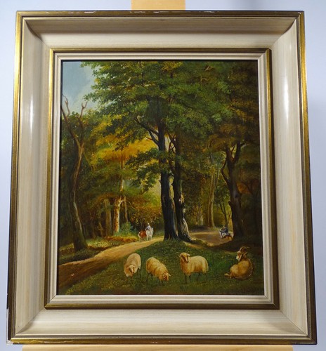Paesaggio boschivo con - , pecore
