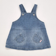 M&S abito jeans con spalline salopette per bambina taglia 74/80 (6-12 M) cotone