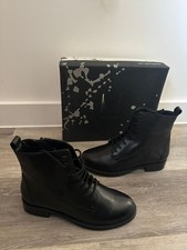 Stivali stringati Moda in Pelle Otami in pelle nera nuovi taglia 4 