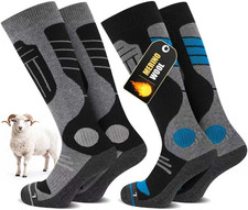 2 Paia Calzini Da Sci in Lana Di Merino per Signore E Signori, Lana Calda Termic