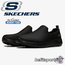 SCARPE SLIP-ON DA UOMO SKECHERS NERE MEMORY FOAM GO-WALK SCARPE SENZA SCHIZZI IN PIZZO