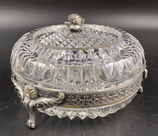 Soprammobile portagioie porta gioielli vaso cristallo molato fiore rosa