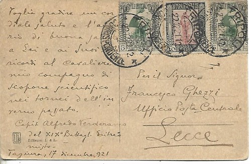 1921 libia cartolina viaggio - libia,