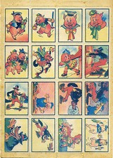 DISNEY - Foglio di 16 Decalcomanie - Lupo Ezechiele e i 3 Porcellini, anni 40*