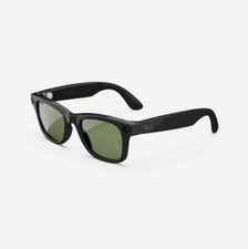 Ray-Ban Meta Wayfarer (Ricondizionati), Nero lucido / Verde G15, Large, Fit a po