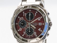 Orologio Uomo Seiko Chronograph 7T92-0CA0 Quarzo Quadrante Rosso Acciaio...