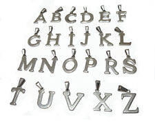 1pz ciondolo lettera alfabeto in acciaio inox  colore argento scuro 20mm x1,8mm