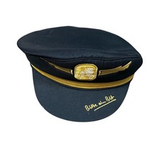 Cappello pilota capitano birra Bitburger Please Ein Bit blu navy oro ricamato