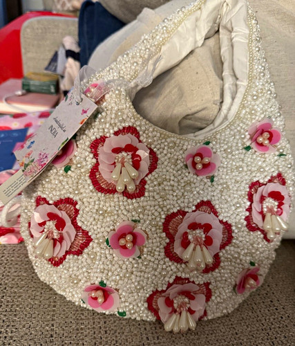 Borsa donna bianca floreale