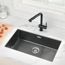 Auralum Lavandino Cucina Nero 70 x 44 cm, Lavello Cucina con 1 Vasca rimovibile