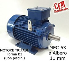 Motore elettrico trifase 400 V HP 0,25- kW 0,18 - 2 Poli 2800 giri MEC 63 B3 380