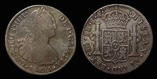 pci1274) SPAIN Carolus IIII 8 Reales 1805 Lima J.P. Toned from old collection