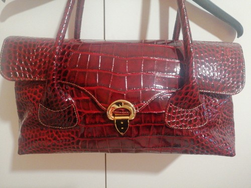 Borsa rossa vernice - , manici