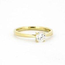 Anello di fidanzamento solitario oro 585 14 kt oro giallo - 0,50 ct brillante E VS2 