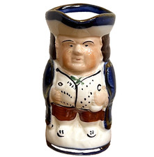 Antica brocca brocca brocca Toby ceramica Allertons 3 3/4” dipinta a mano figura Inghilterra