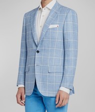 Kiton Men's Blue Windowpane