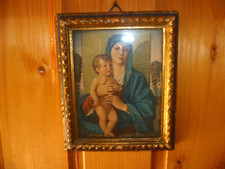 QUADRO QUADRETTO 11 X 13 CM STAMPA MADONNA CORNICE VINTAGE BUONO STATO VETRO OK