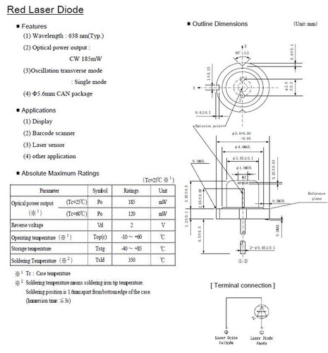 Sharp 638nm 185mw diodo - sharp,