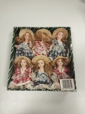 Set di 6 Bambole in Miniatura in Porcellana Lavorate a Mano Scala 1:12