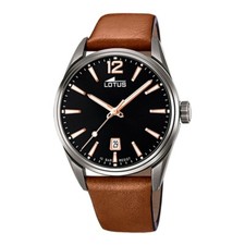 Reloj Lotus Hombre Esfera negra 42mm Correa piel marrón 18685/2