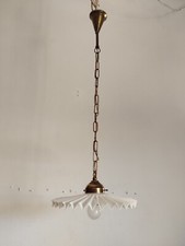 lampada sospensione vetro opaline plissettato anni '50
