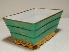 Rosenthal Madeleine Art Deco-Cachepot colore verde con bordi e decori dorati 