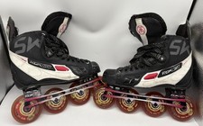 Pattini da hockey a rotelle Reebok 5k misura UK 6,5 larghezza 'D' pista ratto hot shots 76 mm