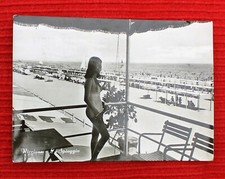 RICCIONE La spiaggia da Bar Columbus Piazzale Roma ANNI 50 viaggiata Cartolina