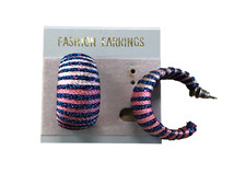 ORECCHINI CERCHI RIVESTITI IN TESSUTO ROSA BIGIOTTERIA VINTAGE ANNI 70-90 CM 3