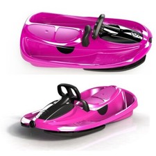 Bob Doppio Stratos Rosa Volante Freno a Molla 2 Posti Slittino Neve Max 120kg