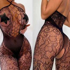Body donna sexy a rete body calza lingerie babydoll pigiama da notte