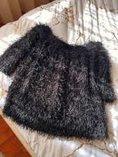 Maglione Nero Peloso Tessuto brillantino Morbido