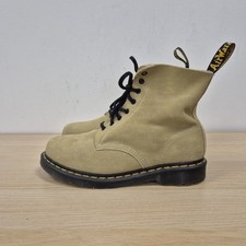 Stivali Dr Martens 1460 Pascal verde oliva pallido morbida pelle scamosciata taglia UK 9,5