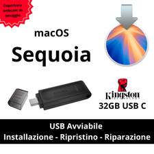 Chiavetta USB Kingston macOS Sequoia Installazione, Ripristino+Copri webcam