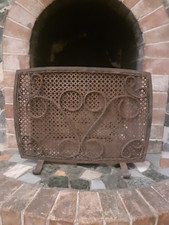 vecchio para scintille in ferro battuto per caminetto stufa parascintille