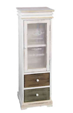 VETRINA VETRINETTA ANTA CASSETTI MOBILE VINTAGE ANTICATO COLOR LEGNO 104*33*29