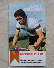AUTOGRAFO FRANCESCO MOSER 1977 GR. HOTEL TRENTO SERATA DELL'IRIDE MENU' OPUSCOLO