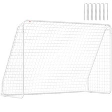 HOMCOM Porta da Calcio per Giardino in PE e Metallo 301x120x200 cm Bianco