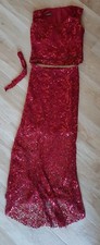 Vestito rosso paillettes,abito da sera completo top gonna elegante, cerimonia 