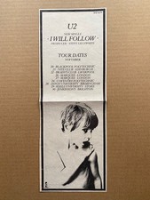 U2 I WILL FOLLOW/TOUR MEMORABILIA original music press advert from 1980 with tou