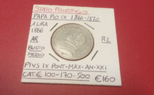 Stato pontificio papa pio IX moneta 1 lira 1866 Busto medio r2 argento