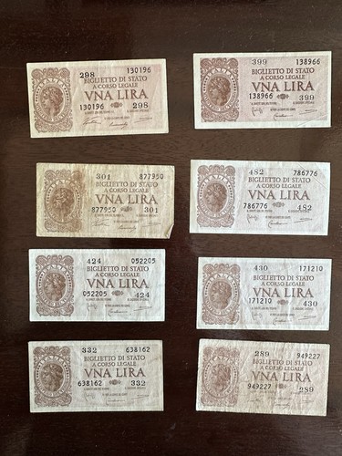 Lotto banconote 1 lira - banconote,