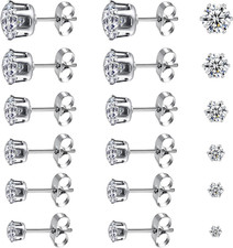 6 Paia Orecchini Uomo Diamante